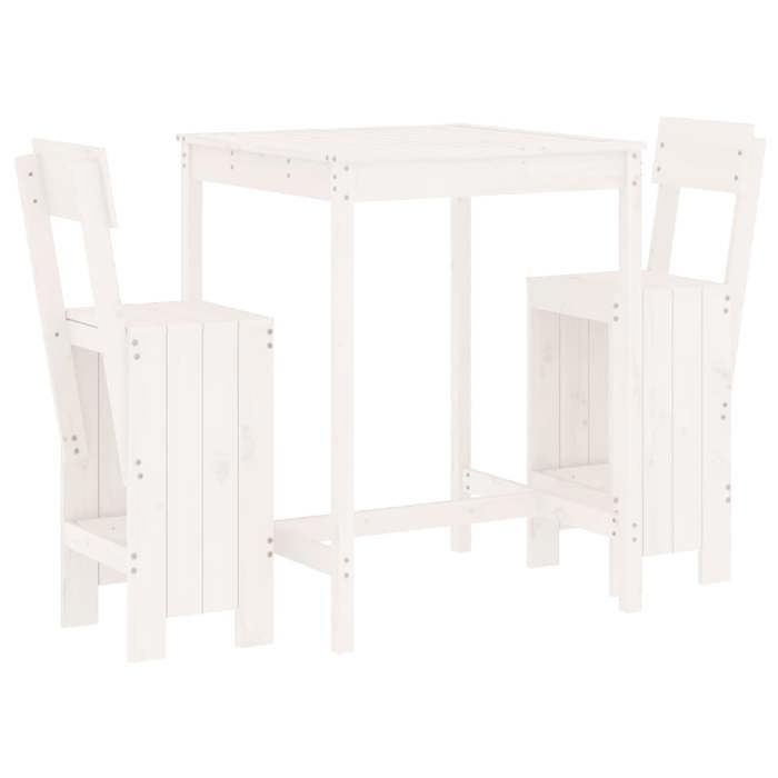 VidaXL Ensemble de bar de jardin 3 pcs blanc bois de pin massif, ensemble de pub, ensemble de bar de patio, ensemble de 3157794