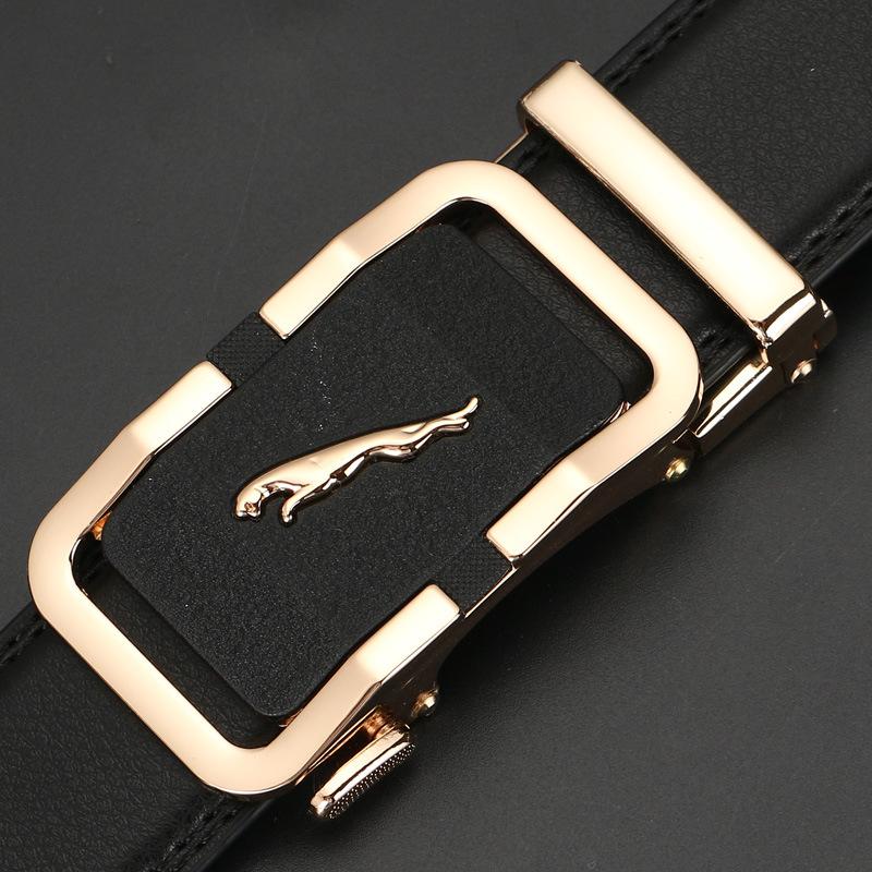 Leopard Frosted Automatic Buckle Two Layer Cowhide Belt Men's Cowhide Belt