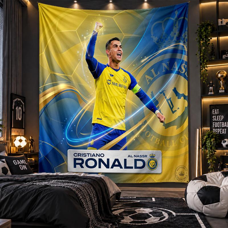 Wall Hanging Tapestry Cristiano Ronaldo Print Cloth for Living Room Bedroom Home Decor