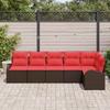 Garden Sofa Set with Cushions 6 pcs Brown and Red Poly Rattan