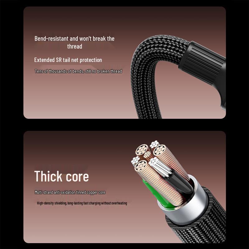 RGB Dazzling 120W Super-Fast Type-C Charging Cable for Huawei, Xiaomi, Vivo, Oppo, and Apple.
