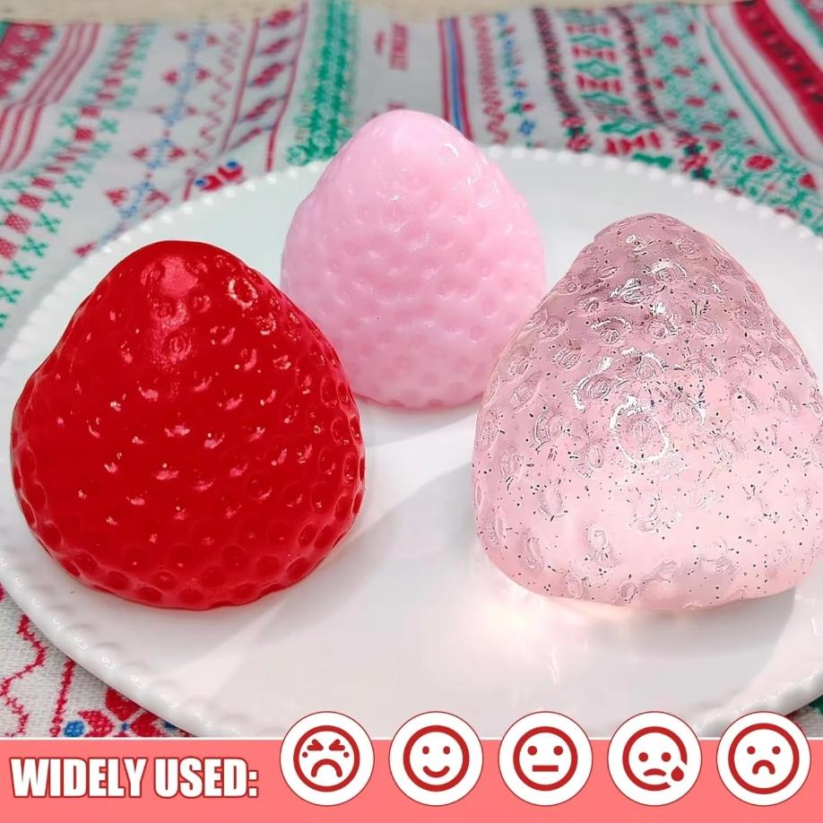 Taba Squishies Strawberry Fruit Squeeze Toys Kawaii Sticky Stress Fidget Toy Gift Perfect Desk Accessory for Kids Adults
