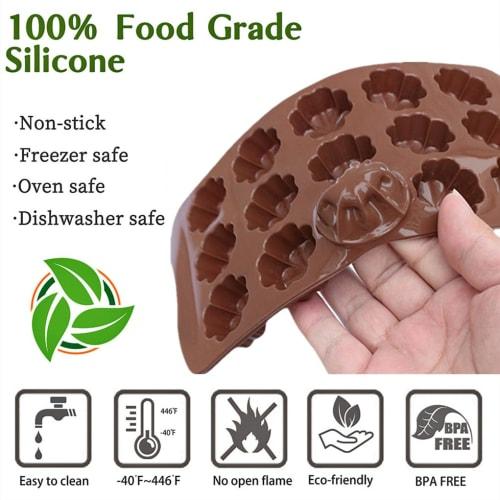 JOERSH Silikon Sjokoladeblomstformer for Godteri, Fettbombe-snacks og Trøfler, 60 i 11 Blomsterdesign, og 4 Stearinlys Såpe Voks Smelteformer (Rose, Sunf