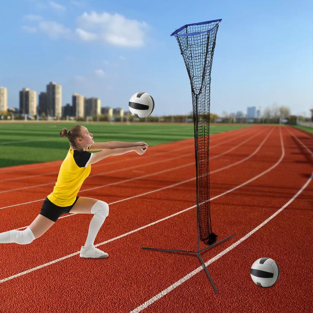 Sistem de Plasă pentru Antrenament de Volei, Înălțime Reglabilă 225-330cm, Cadru Plasă de Antrenament cu Control al Unghiului, Echipament Portabil de Volei