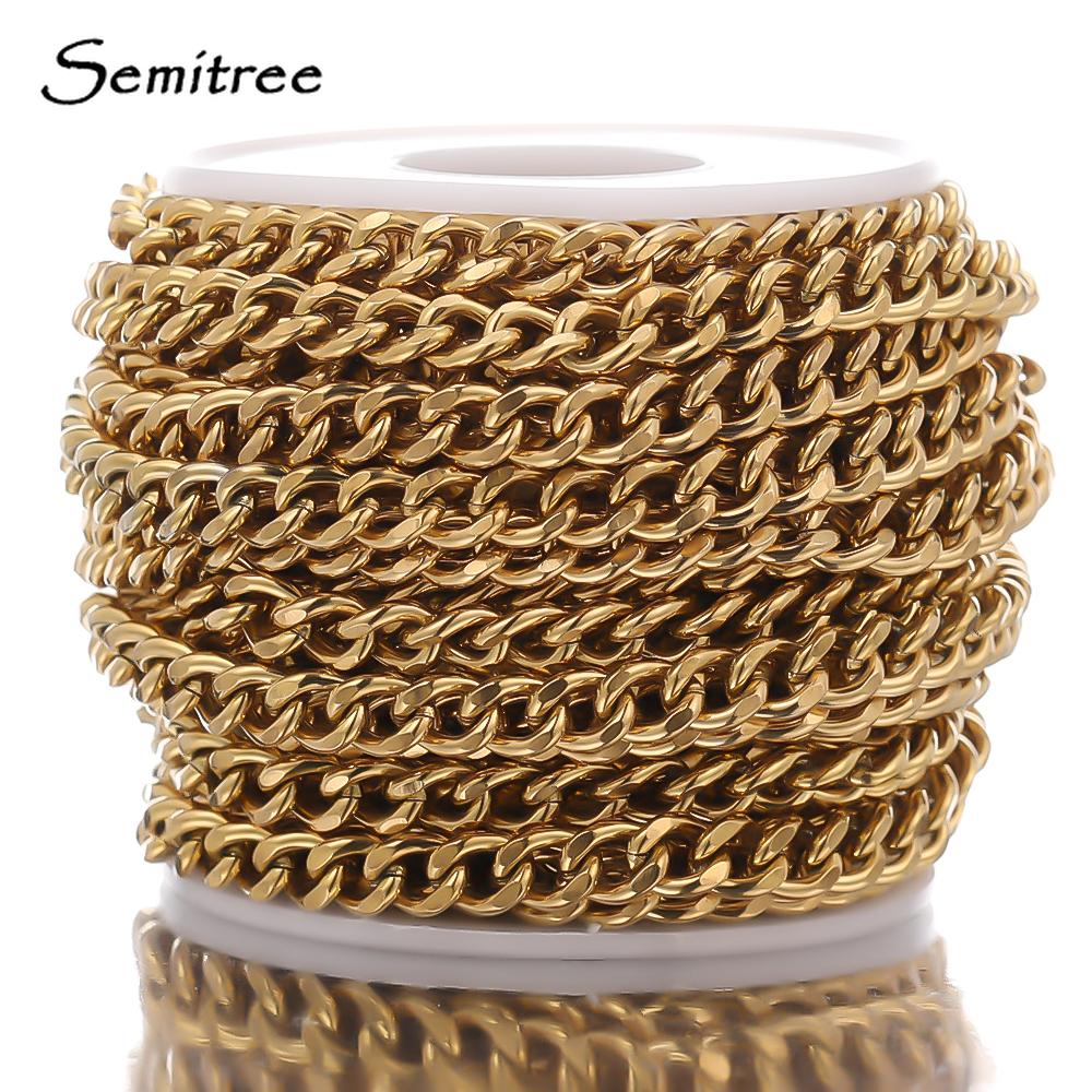 1 Meter Stainless Steel Cuban Chains Bulk for DIY Jewelry Making Crafts Bracelet Accessories Handmade Hip Hop Necklace Findings