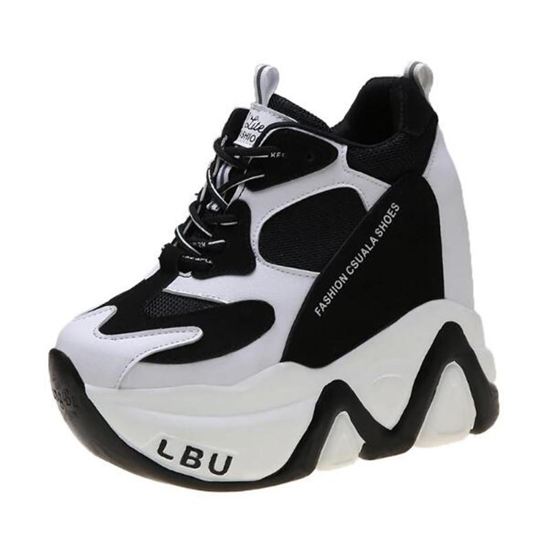 High-Quality Trainers Sneakers Women High Platform Shoes New Breathable Women Height Increasing Shoes 12.5CM Thick Sole Woman