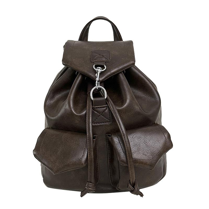 Schoolbag High-end Bag Women's 1011 New Backpack Fashion Schoolbag College Student Retro Texture Portable Travel Backpack