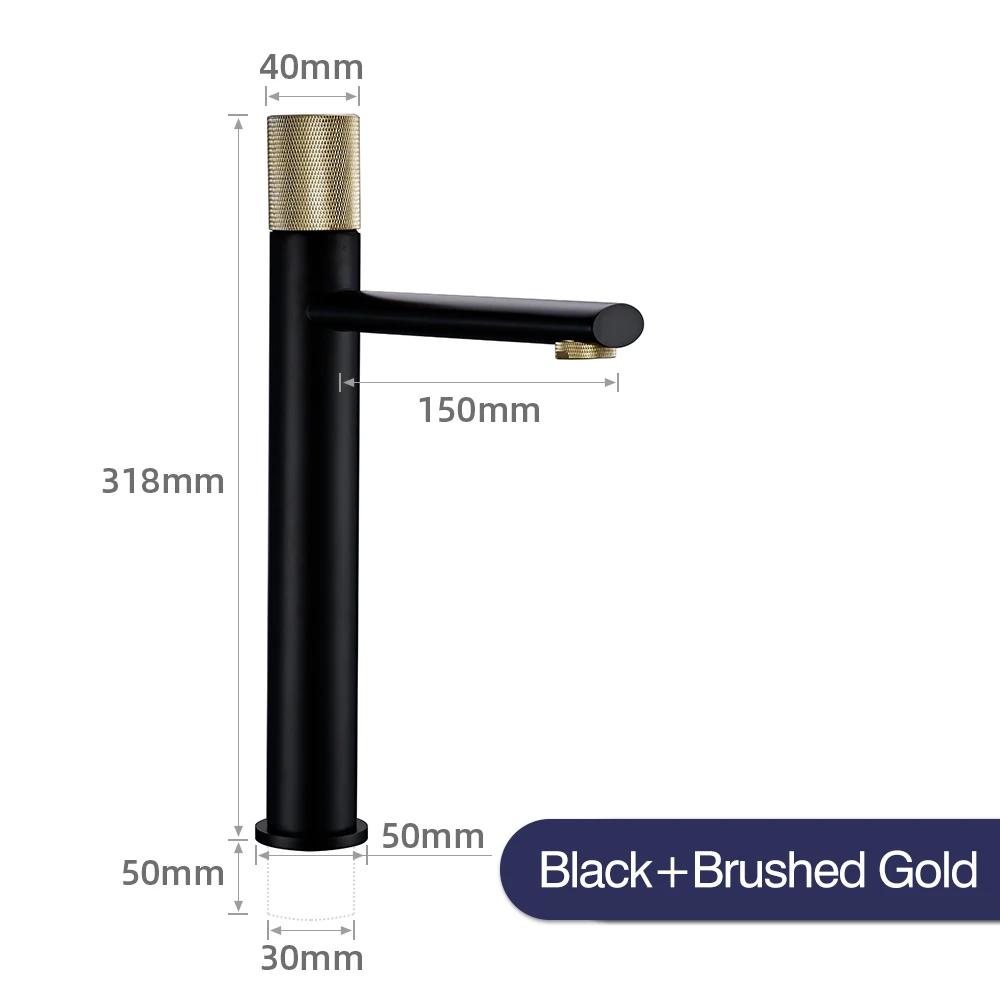 Knurled Faucet Matte Gold Basin Faucet Bathroom Tap Single Handle Hot and Cold Sink Faucet Knurled Mixer Brass Material