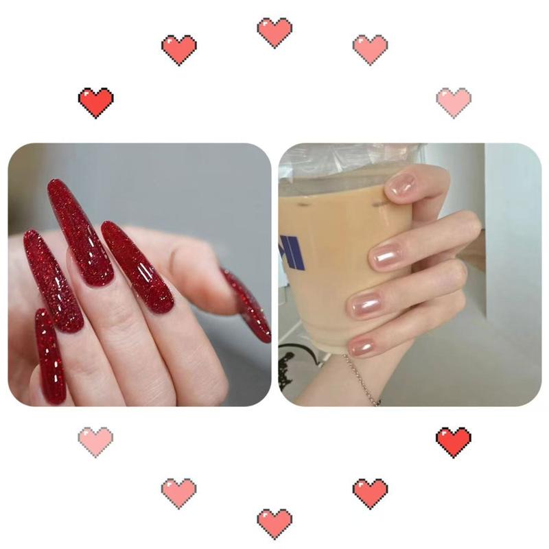 Wine Red Glitter Peel-Off Nail Polish - Long-Lasting Shiny Crystal Burst, 2026 New Internet Celebrity Favorite