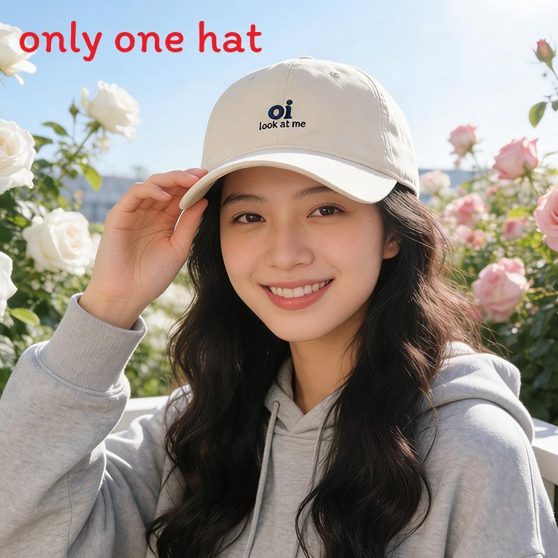 Cotton Baseball Cap With Embroidered Letters For Casual Sun Protection And Sunshade