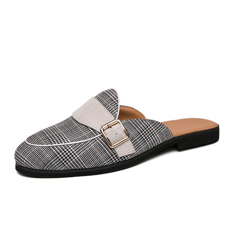 Summer Canvas Man Loafer Slides Elegant Casual Shoes Lightweight Half Shoes for Man Breathable Slip-on Mules Slippers