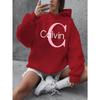 Calvin Graphic Hoodie Women's Plus Size "Calvin" Graphic Hoodie - Casual Long Sleeve Pullover with Pockets Y2k Clothes