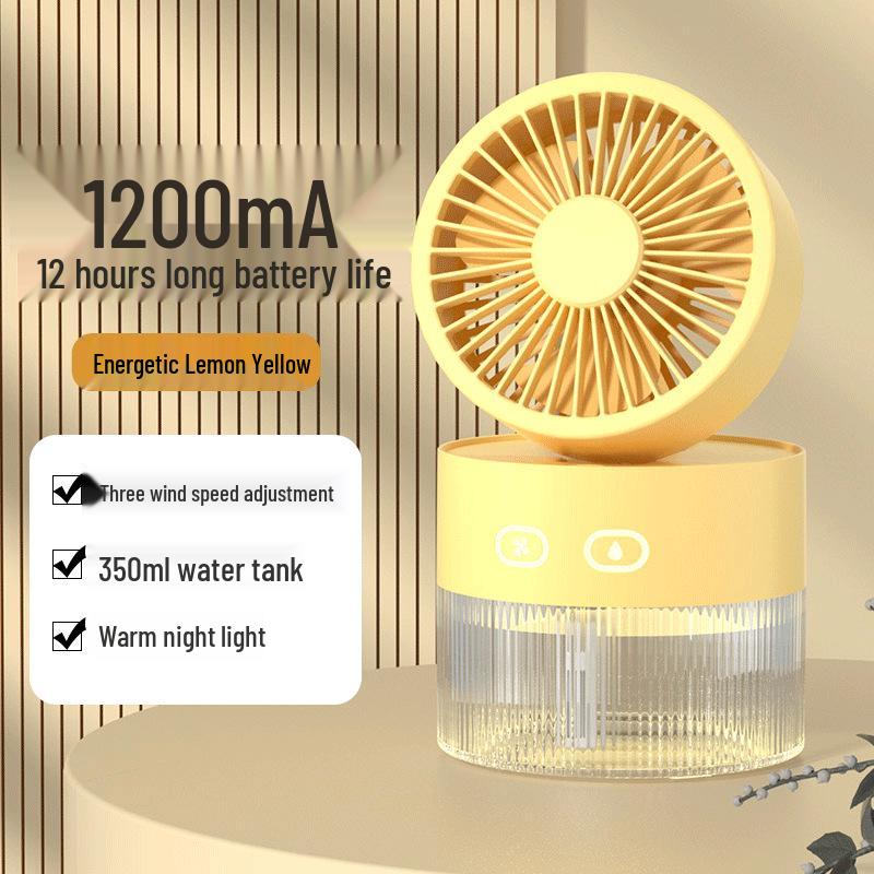 USB Rechargeable Silent Desk Fan & Humidifier Combo for Dorms Rechargeable