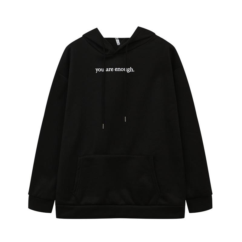 2023 Women's Fleece-Lined Hoodie with Letter Print & Kangaroo Pocket