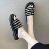 Fashion Womens Slippers 2025 Summer New ins Xiaoxiangfeng Thick Bottom One-Word Drag Temperament Fashion Sandals Zapatillas de mujer
