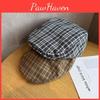 Retro Grid Pattern Short Brim Cap With Sunshade And Breathability For Spring And Autumn