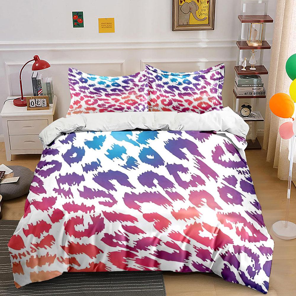 Colorful Leopard Print Bedding Bedding Duvet Cover Set Duvet Cover Pillowcases (1 * Duvet Cover 2 * Pillowcases, without duvet insert) 135x200cm
