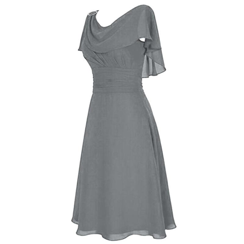 European and American New Chiffon Dress, Women's Sexy One-word Shoulder Wedding Dress Dress