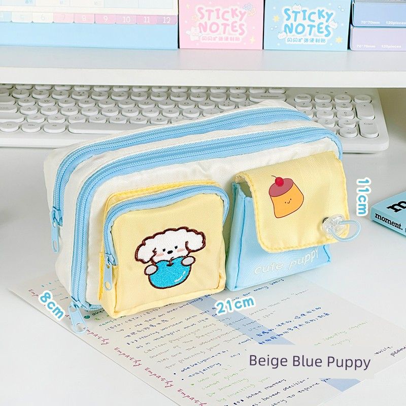 

Grade Three Class Two Pencil Case Good-looking Large Capacity Girls 2025 New Arrival Student Stationery Bag Pencil Case School Opening Good Things [7 layers of large capacity] Rice Blue Puppy