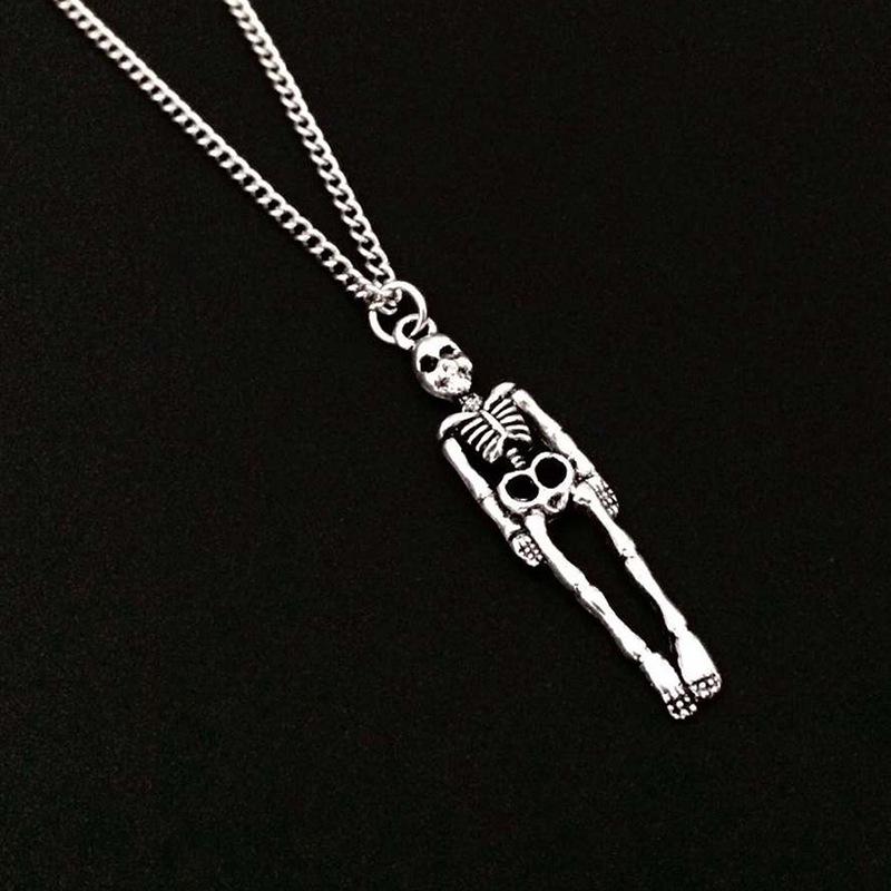 Dark Skeleton Pendant Necklace: Retro Hip-Hop Style for Men and Women