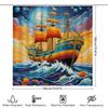 Exotic Ocean Adventure Shower Curtain Multicolored Sailboat Print For Bathroom Decor Fabric Durable Waterproof Home Decoration I