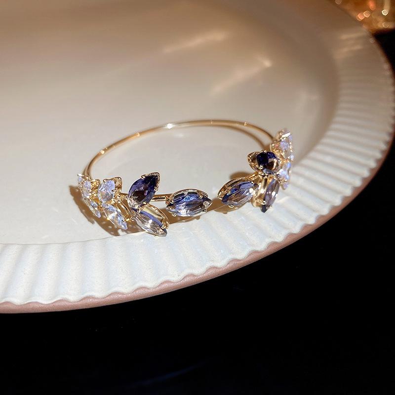 Gold Plated Zircon Titanium Steel Korean Minimalist Bangle | Versatile High-End Bracelet for Women