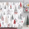 GAEChristmas Shower Curtain, Red Gnomes Xmas Tree Snowflake Winter Holiday Bathroom Decor Polyester Fabric Waterproof Bath Cur