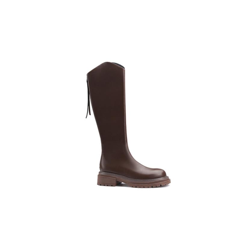 V-mouth rear zipper but knee boots women's small thick-soled high boots knight boots -