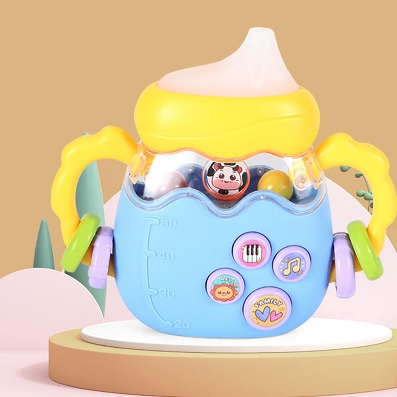 Electric Rattle Hand Bells Baby Music Rattle Teething Bottle Toy Educational Rattle Phone Toy for Infant Birthday Gift