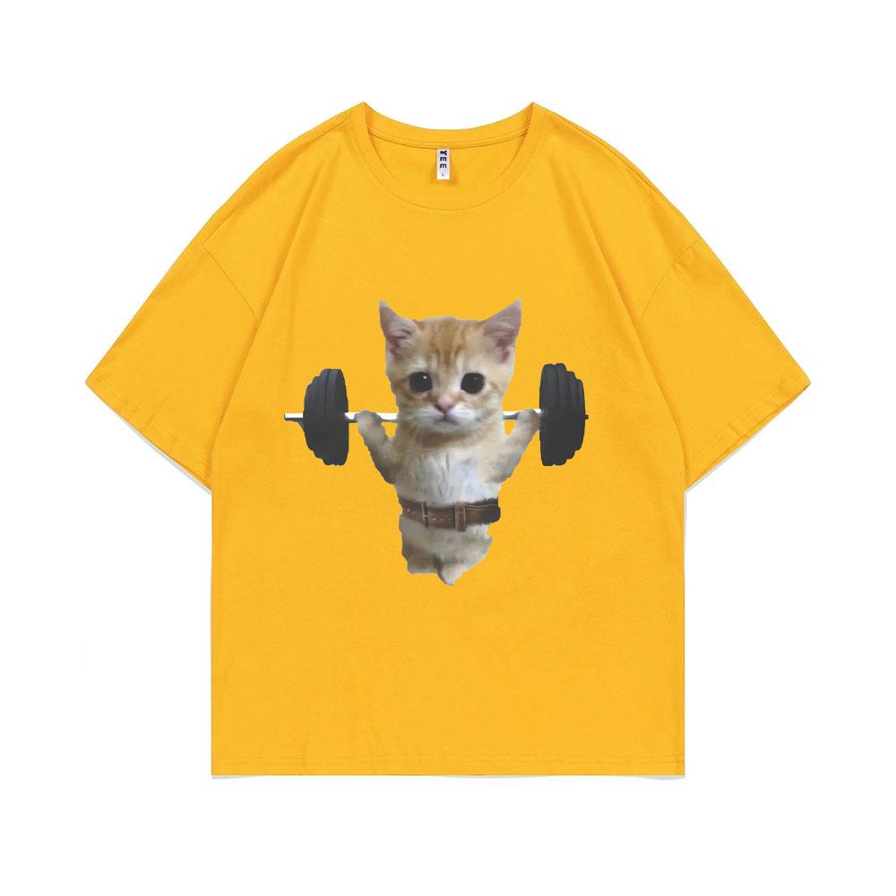 Funny Gym Sam Sulek Cat Graphic Print T-shirts Men Women Cute Fitness Pump Cover Tshirt Male Oversized Meme T Shirt Short Sleeve