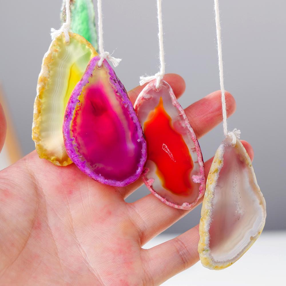 Natural Crystal Agate Windchime Reiki Healing Gemstones Pendant Crystal Wind Chime Home Garden Wall Room Ornament Decor