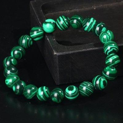 Malachite Bracelets Women Men Natural Stone Beads Bracelet Round Diabetes Relief Bracelet Lucky Jewelry Gift AVE