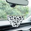 Rearview Mirror Decoration Leopard Print Underpants Car Pendant, Cute Mini Metal Hangers, Triangle Safe Pendant Underwear Quirky Auto Interior