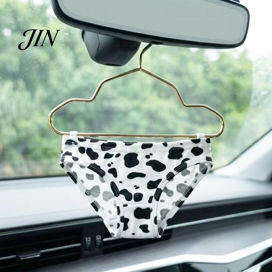 Rearview Mirror Decoration Leopard Print Underpants Car Pendant, Cute Mini Metal Hangers, Triangle Safe Pendant Underwear Quirky Auto Interior