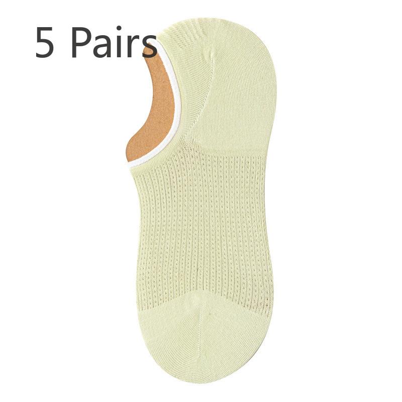 5 Pairs of Women's Summer Ultra Thin Shallow Mouth and 7A Antibacterial Deodorant Invisible Socks