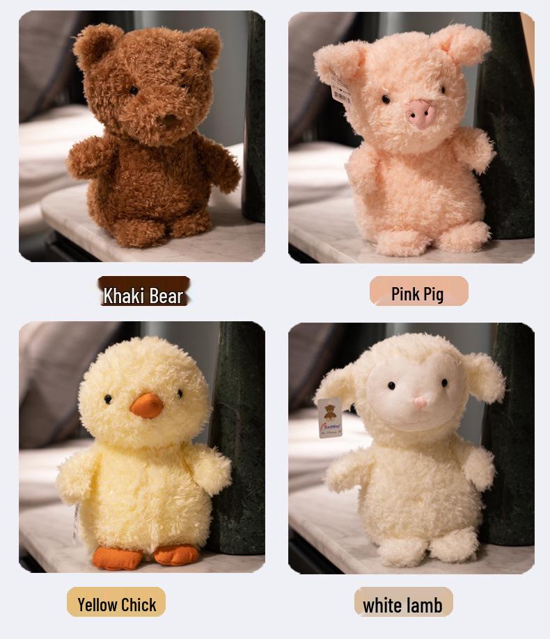 British Curly Animal Series: Cartoon Pig Plush Comfort Doll for Kids