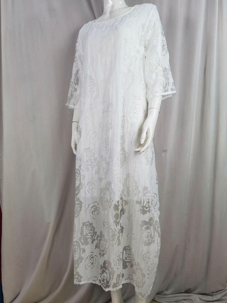 2023 Summer Europe and America Hot Item: Round Neck Short Sleeve Lace Long Casual Dress