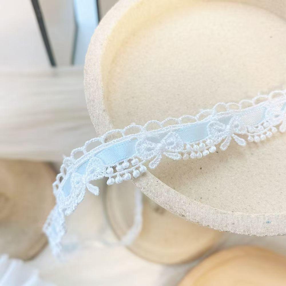 

2 ярда розово-голубая вышивка кружевная отделка отделочная лента бант DIY поделки окантовка кружевная лента платье одежда швейные аксессуары синий