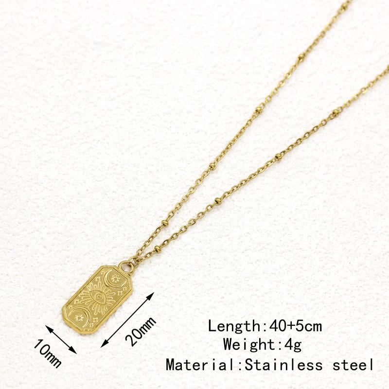 Gold-Plated Stainless Steel Women's Sun Pendant Necklace