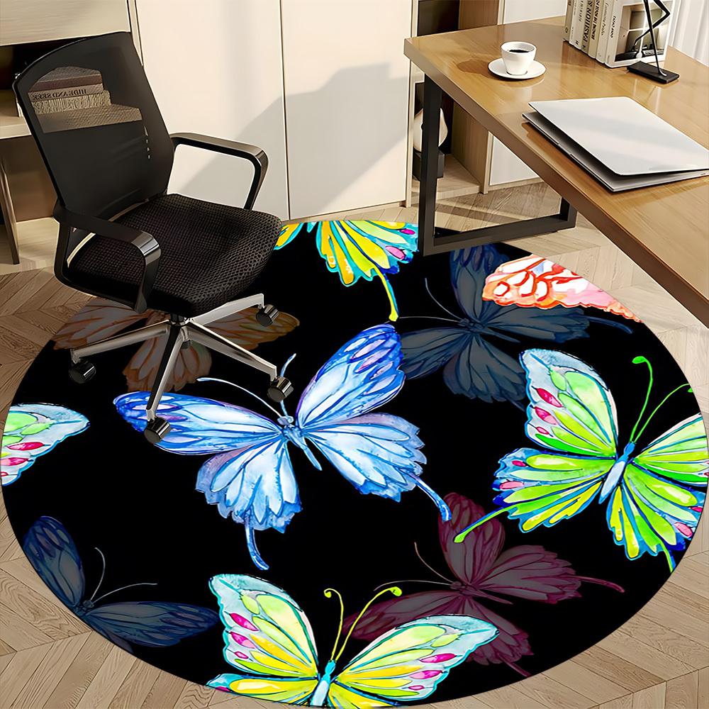 1pc Butterfly Print Chair Carpet for Office, Non-slip, Soft and Durable Office Rug, Perfect for Office yy251227138