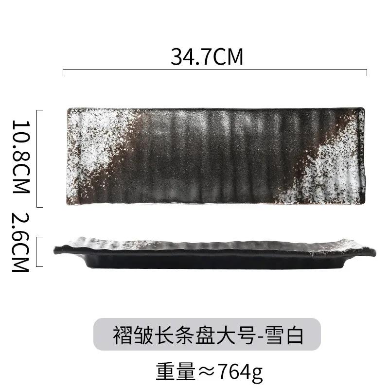Japanese Sushi Sashimi Rectangular Plate Western Dessert Snack Dishes Commercial Creative Long Plates Cross-border Ceramic Dish