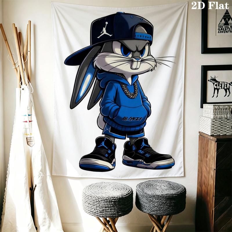Bugs Bunny Wall Tapestry Aesthetic Wall Hanging Printed Fabric Blanket Decorative Tapestries for Bedroom Living Room Home Decor