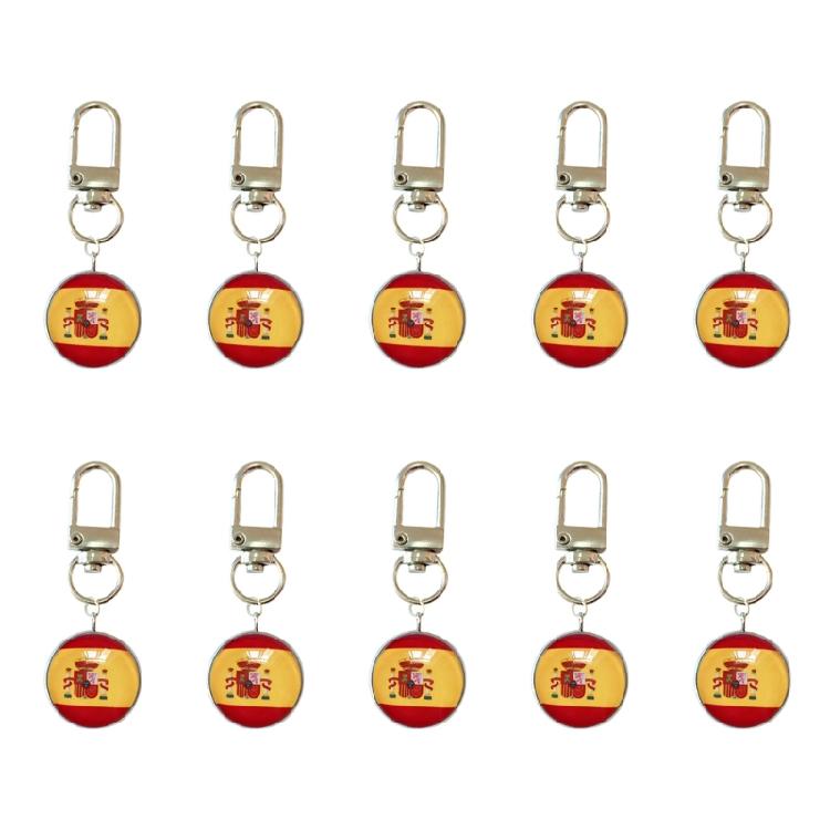 10PCS/Lot Trend Football Keychains Feature Bright Country Flags Rustproof Alloy And Glass Backpacks Decoration