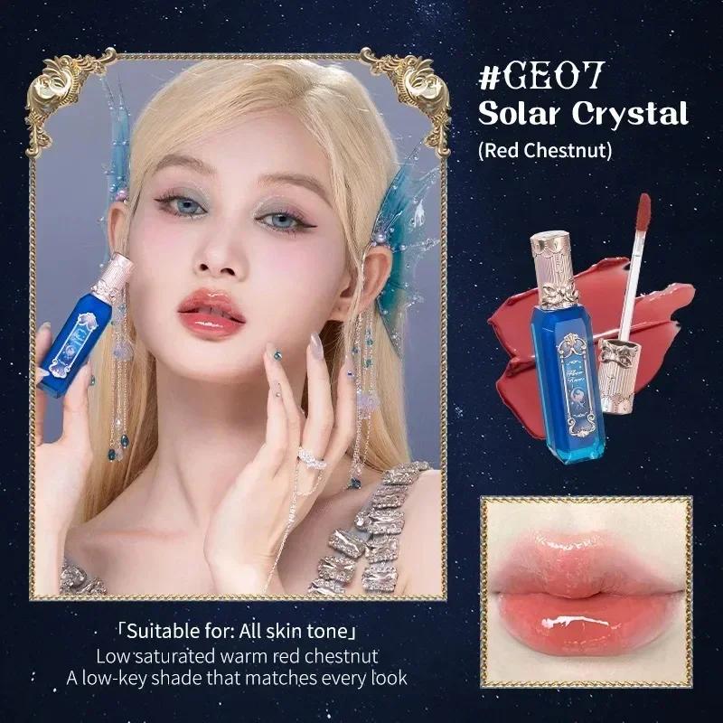 Flower Knows Moonlight Mermaid Clear Lip Gloss Collection Gemstone Lip Glaze Nourishing Mirror Lip Plumber Gloss Makeup 3.5ML
