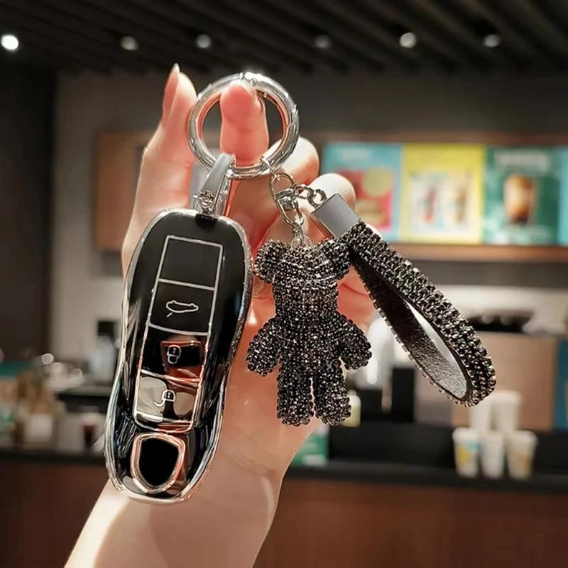 TPU Autoschlüsselhülle Abdeckung Keyless Schale Für Porsche Macan Boxster Cayman Panamera Spyder 718 911 9Ya 970 981 991 971 958 Schlüsselanhänger