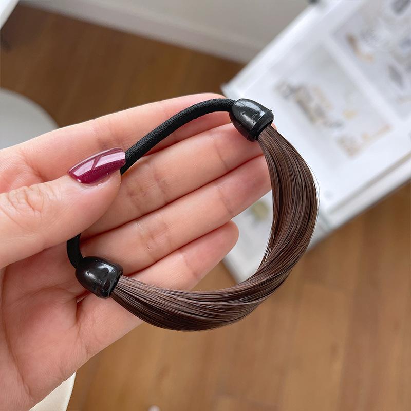 10Pcs Korea Rubber Band Made of Hair Simulation Wig Head Rope Fashion Wig Hair Ring Straight Hair Tie Ponytail Elastic Hair Rope 3Pcs темно-коричневого