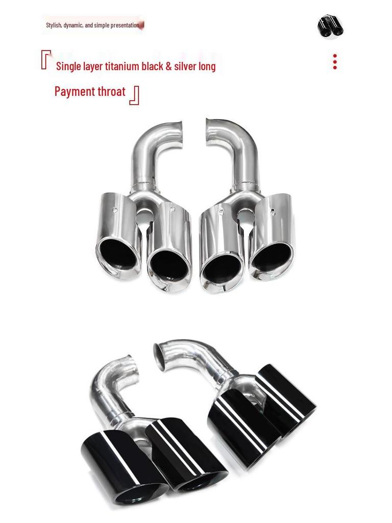 Porsche Cayenne (2011-2014) GTS Black Quad Exhaust Tips for Pipe Modification