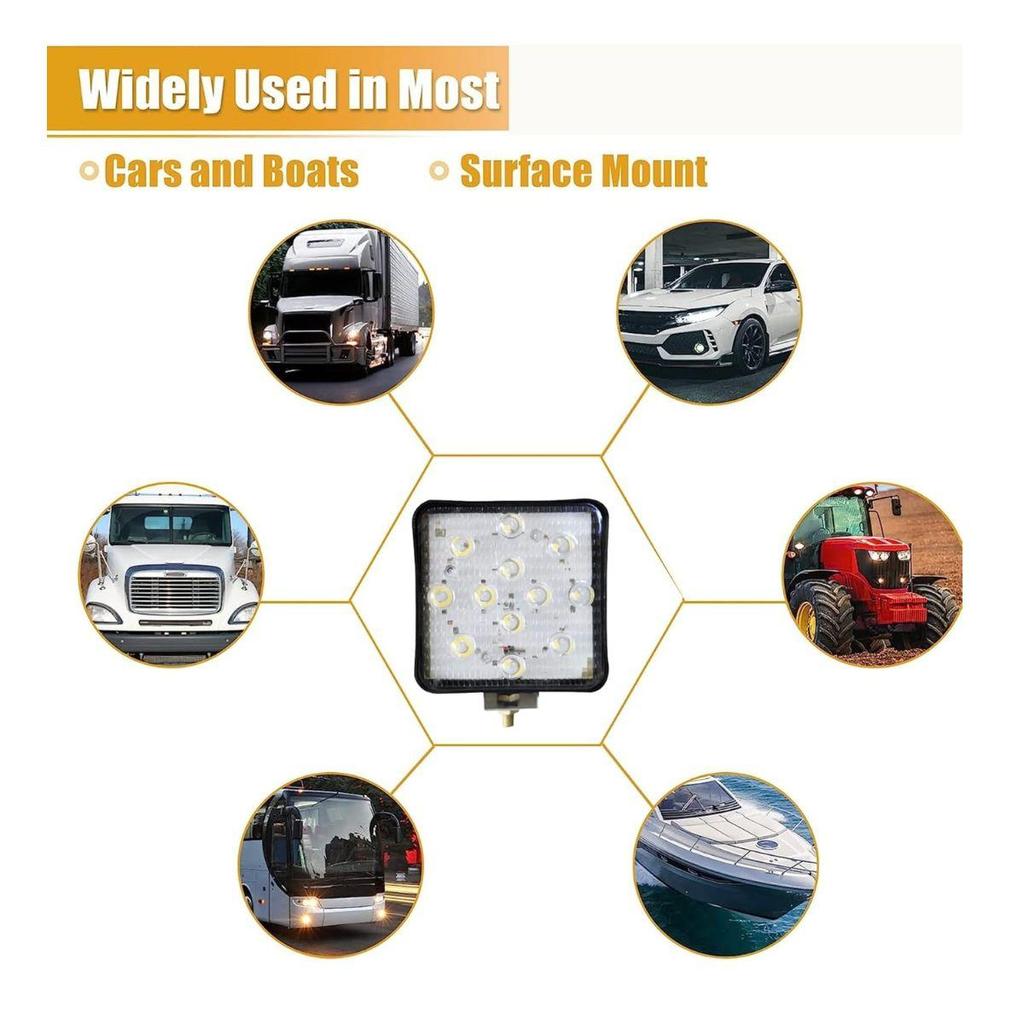 LED Pods 2PCS 4.1 Inch 24V Square LED Off-Road Lights Flood Beam | Fog Driving Roof Bar Bumper Light for SUV Truck Tractor JCB