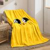 Cute cartoon eyes and tongue on a bright yellow background. for all seasons blanket lunch break throw gift