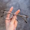 Retro Tortoiseshell Frame Square Round Face Large Frame Glasses Myopia Can Be Matched With Degrees Women'S Plain Face White Metal Frame Frame Frame